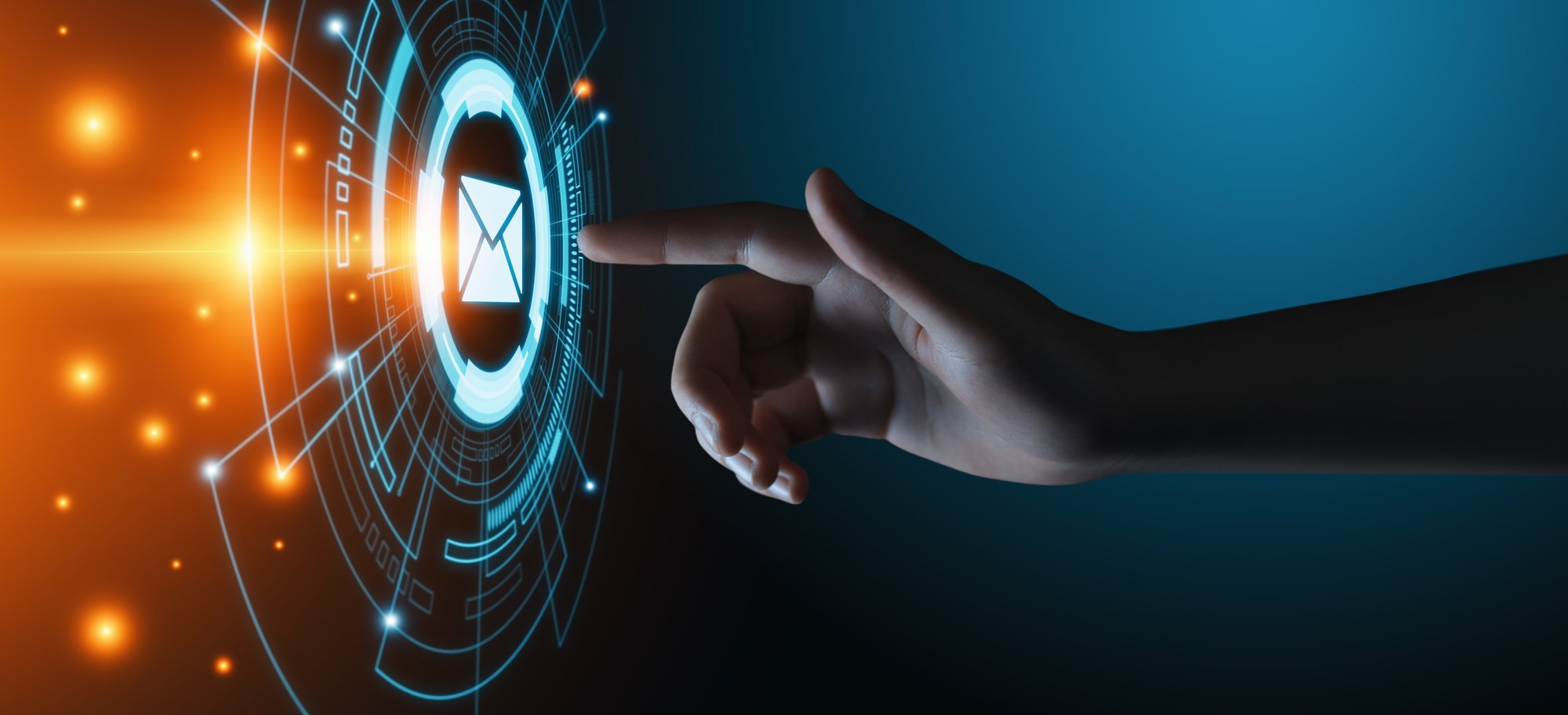 Futuristische Darstellung eines Email Hologramms