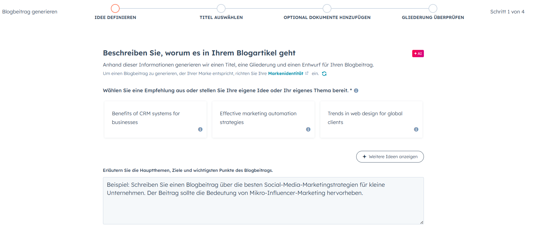 Blog erstellen HubSpot KI