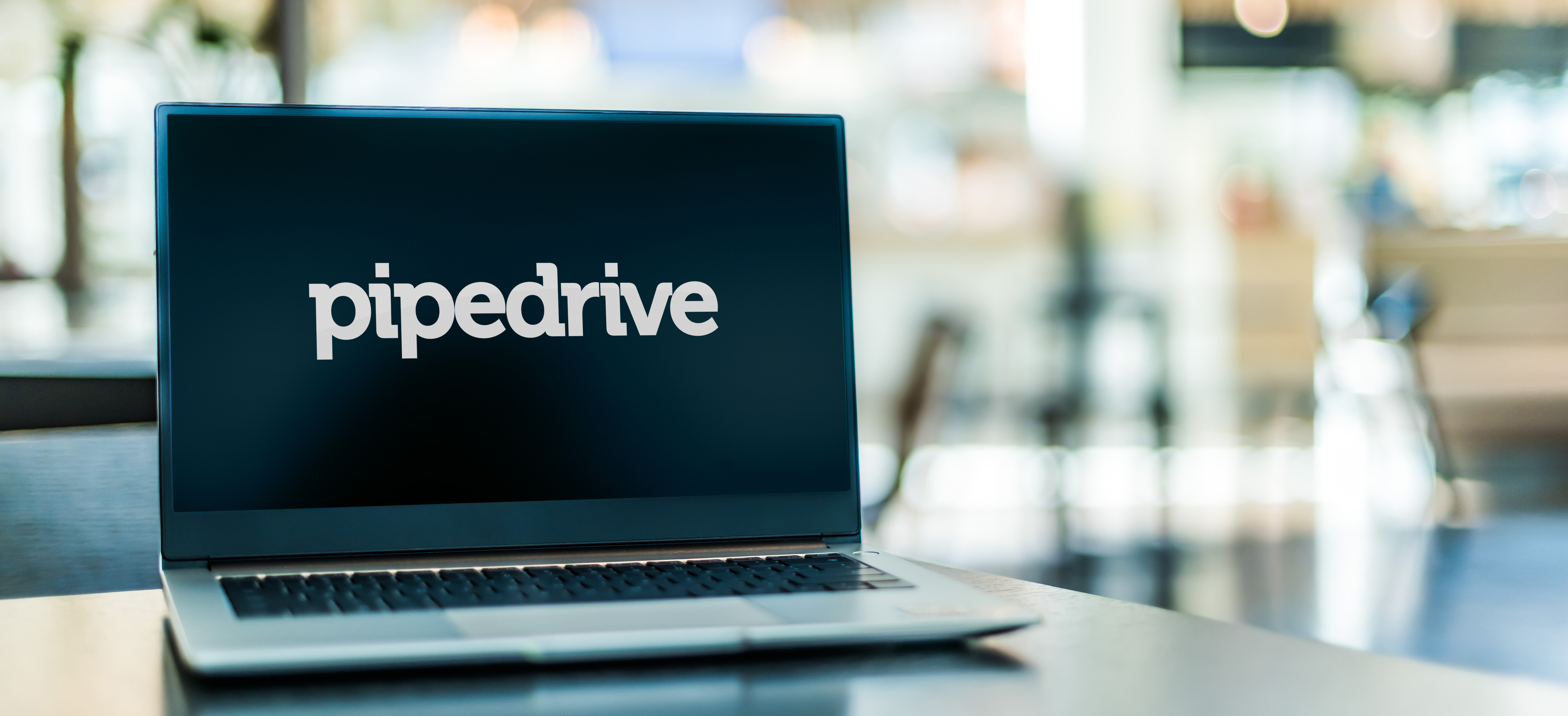 Laptop with pipedrive logo